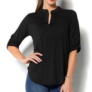 IMAN Global Chic Luxurious Rolled Sleeve Tunic Top